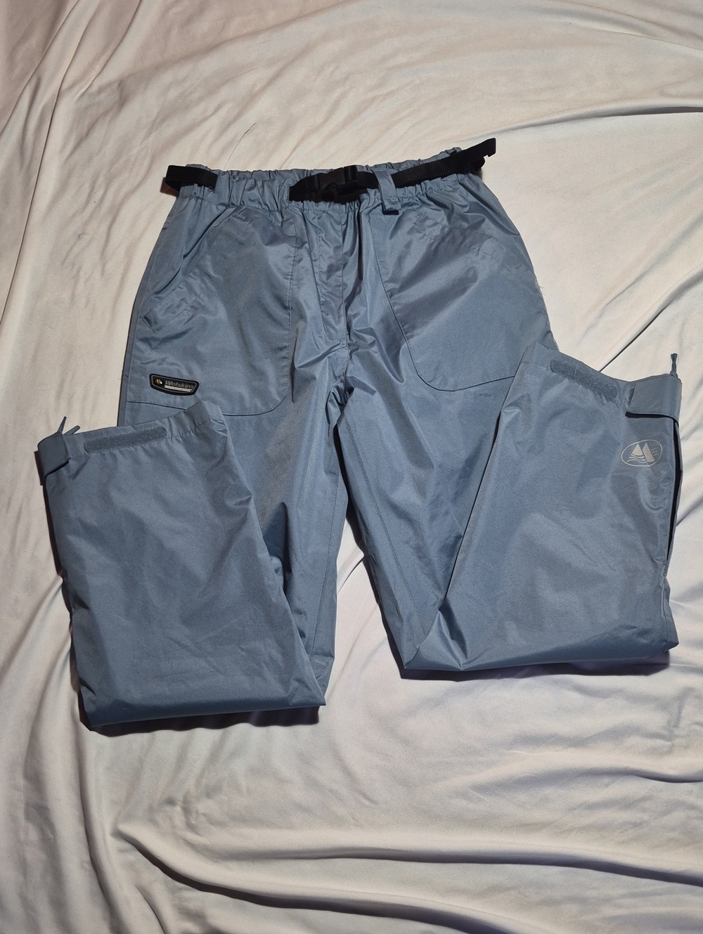 Wetskins Light Blue Women's Rain Pants with Integrated Belt Size LG